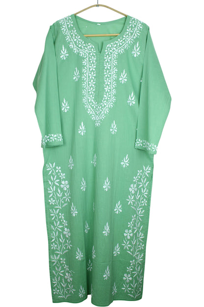 ZOYA SEA GREEN COTTON LONG KURTA