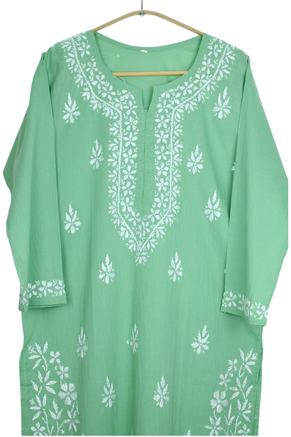 ZOYA SEA GREEN COTTON LONG KURTA