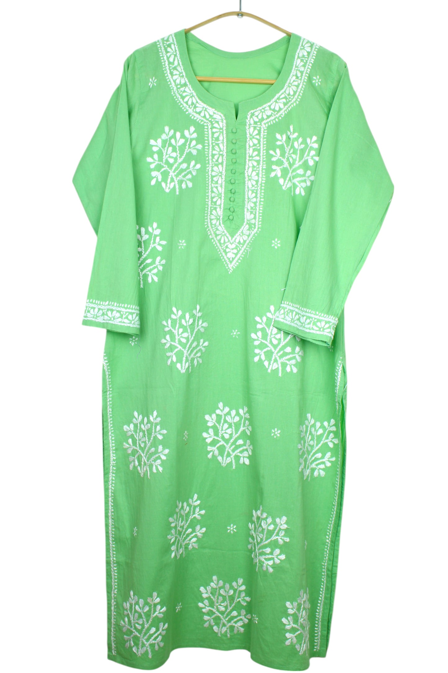 DUA SEA GREEN COTTON LONG KURTA