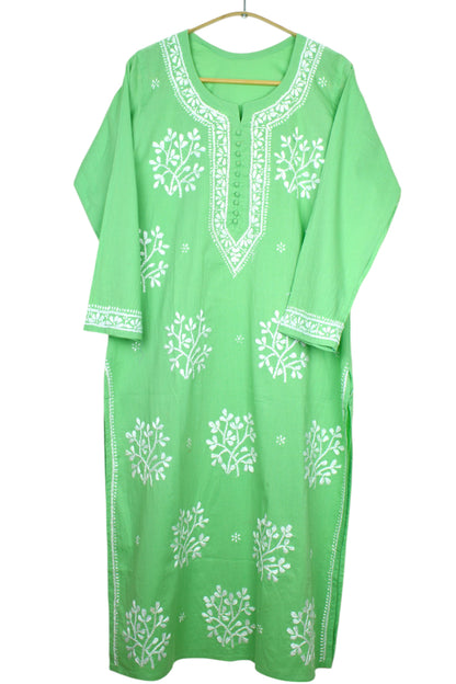 DUA SEA GREEN COTTON LONG KURTA