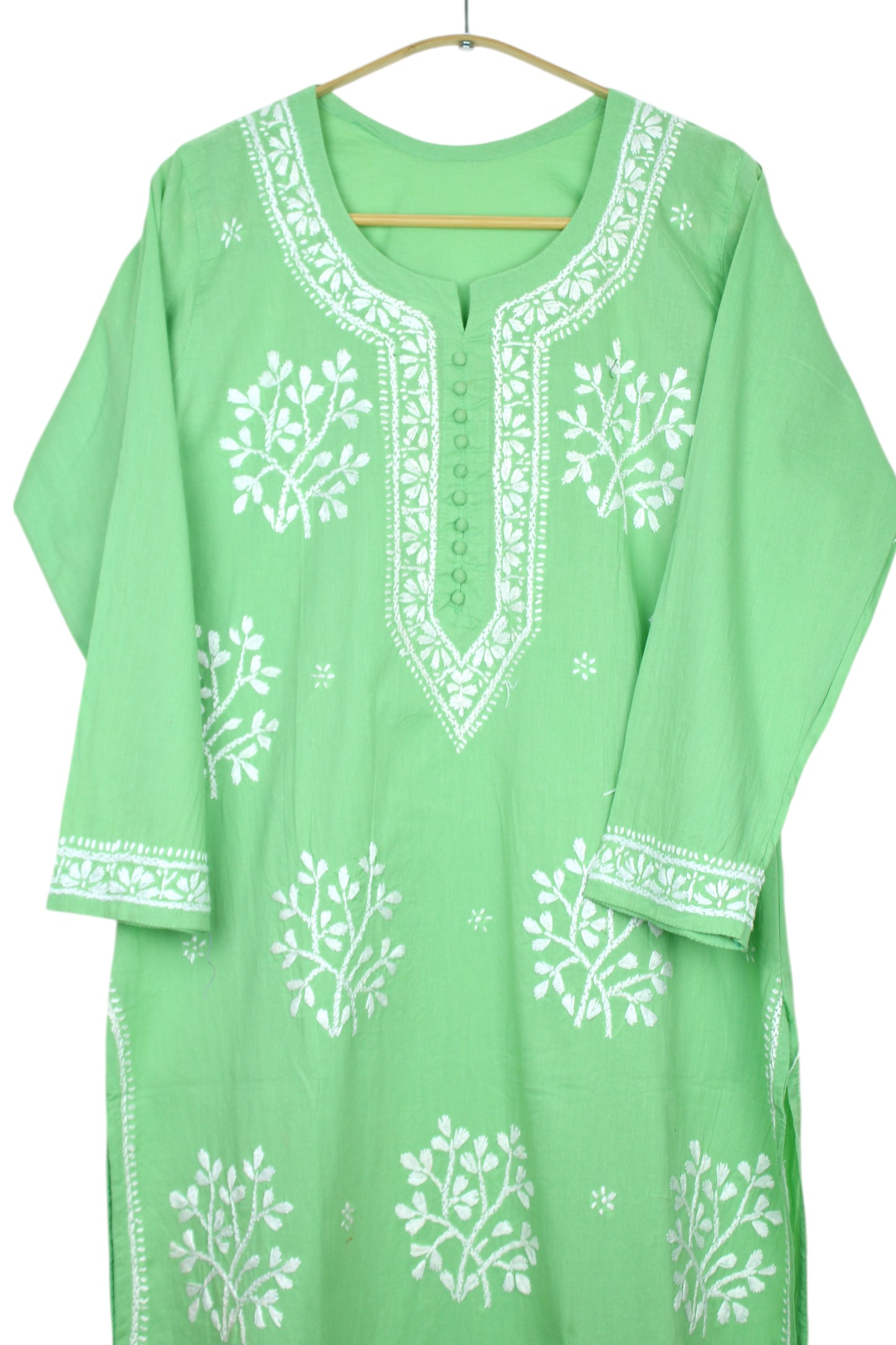DUA SEA GREEN COTTON LONG KURTA