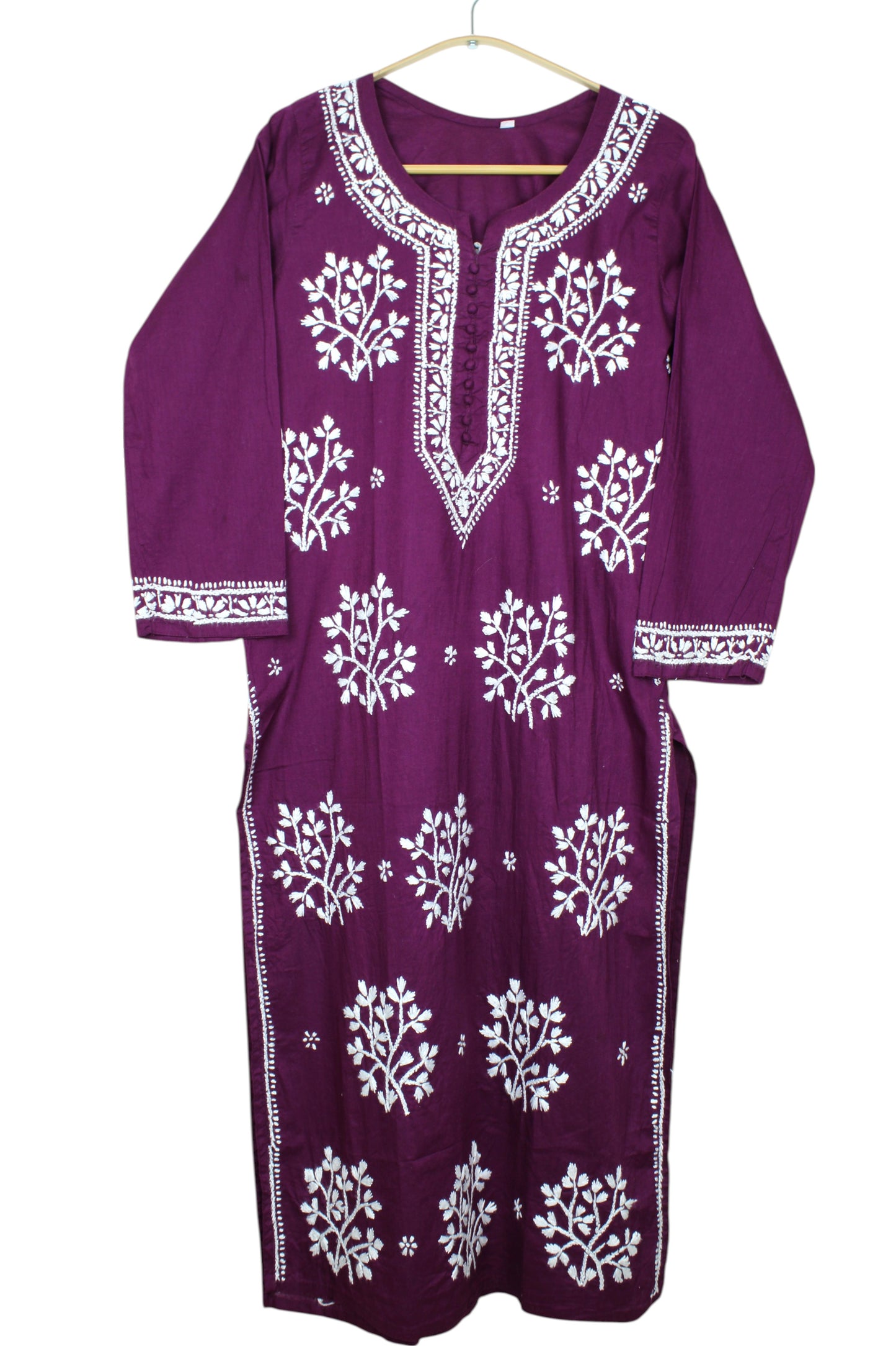 DUA PLUM COTTON LONG KURTA