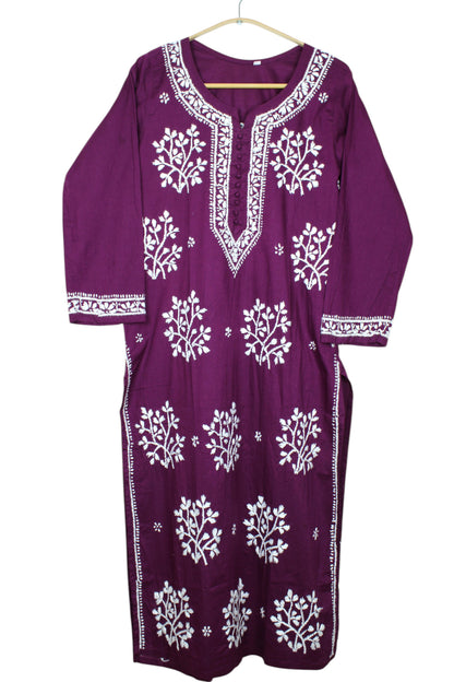 DUA PLUM COTTON LONG KURTA