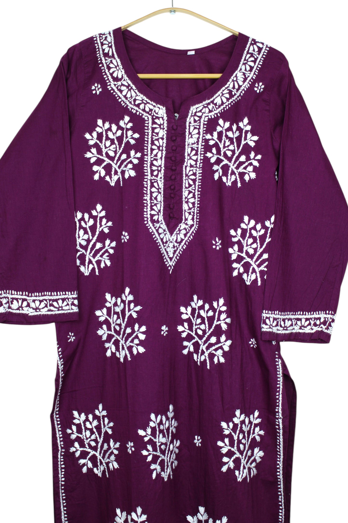 DUA PLUM COTTON LONG KURTA