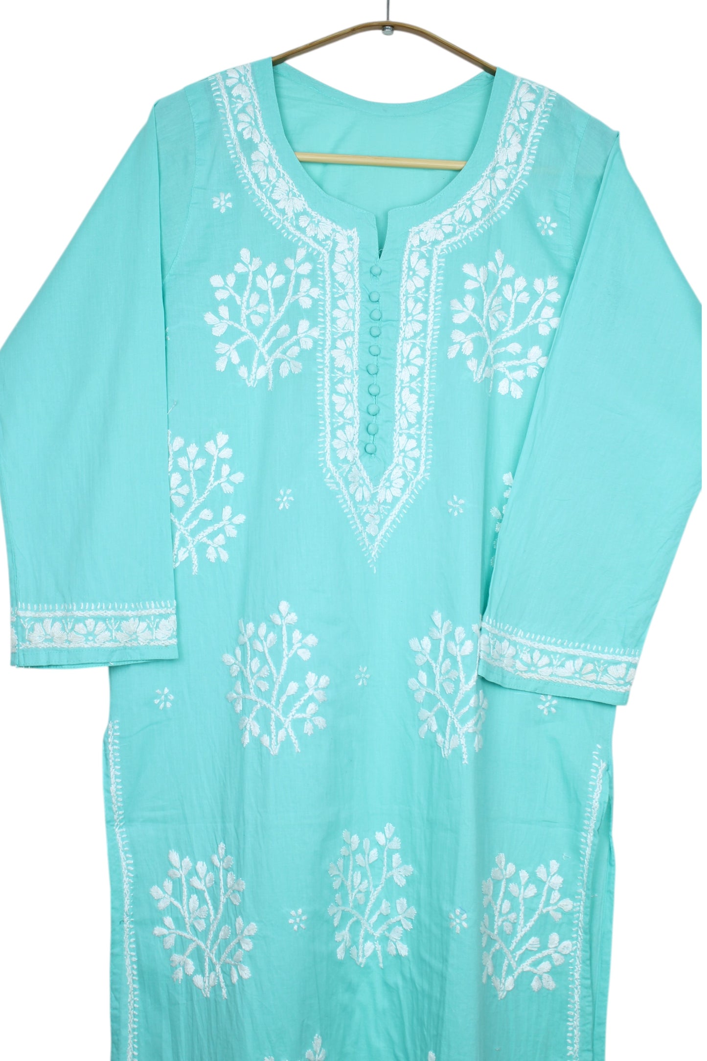 DUA SEA BLUE COTTON LONG KURTA