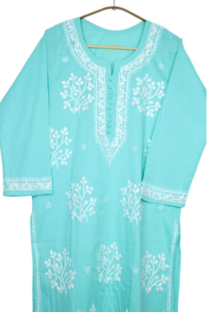 DUA SEA BLUE COTTON LONG KURTA