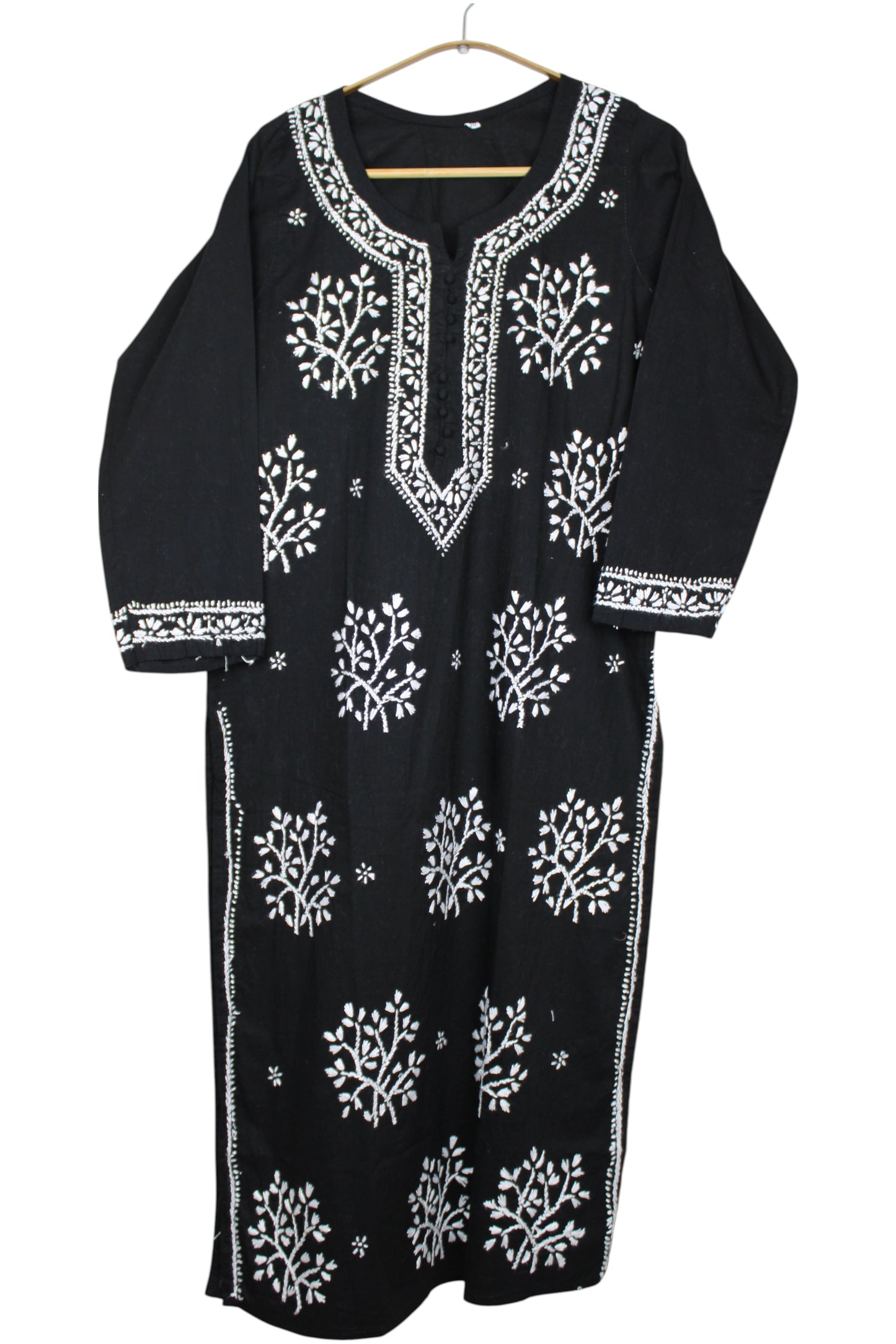 DUA BLACK COTTON LONG KURTA