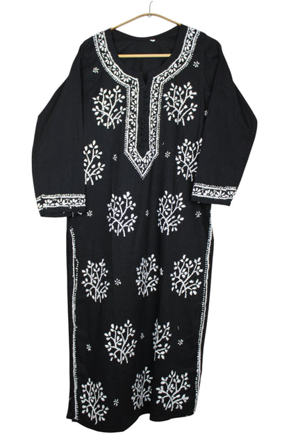 DUA BLACK COTTON LONG KURTA