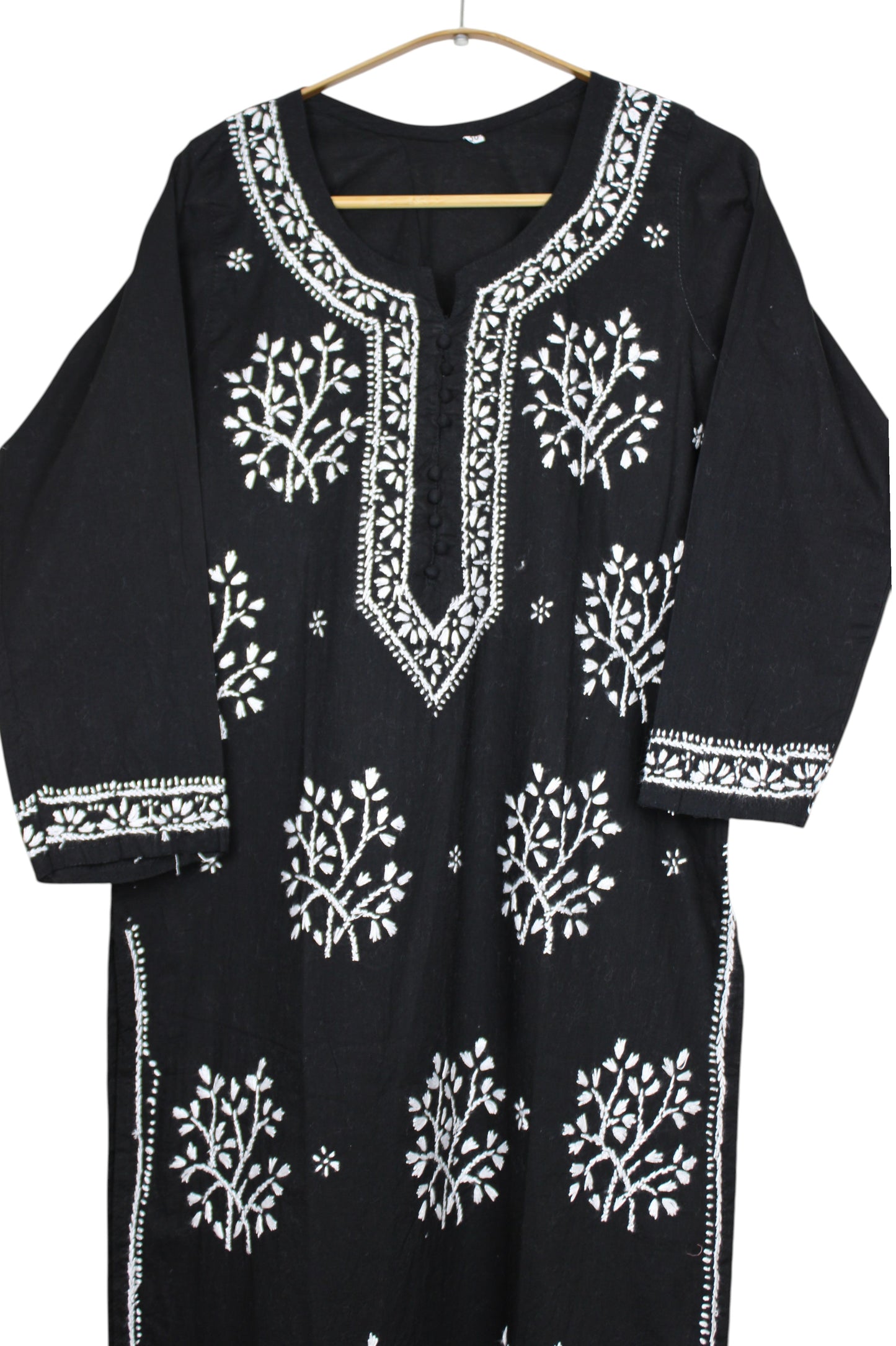 DUA BLACK COTTON LONG KURTA
