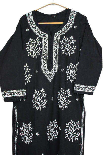 DUA BLACK COTTON LONG KURTA
