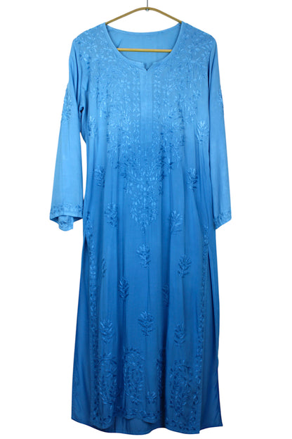 HUDA BLUE DUAL SHADE MODAL LONG KURTA
