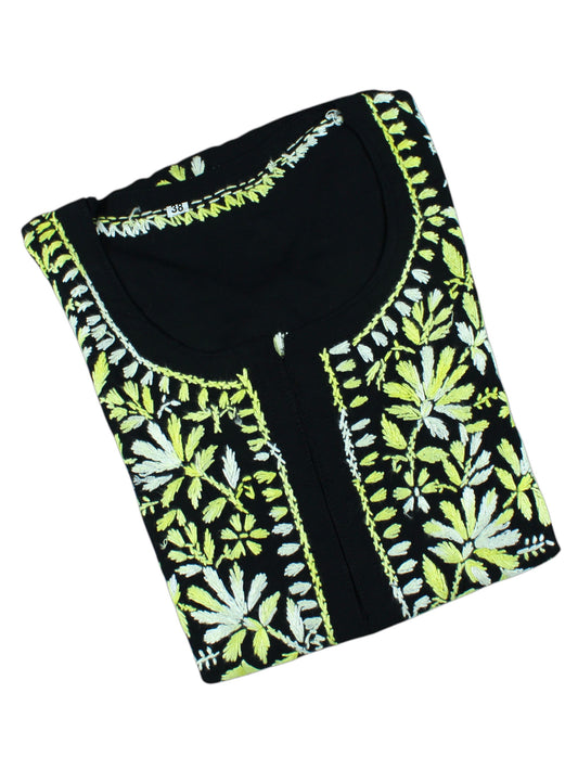 DIYA RAYON SHORT KURTA BLACK & YELLOW