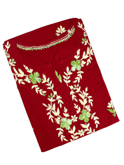 HANIA PREMIUM RED COTTON SHORT KURTA