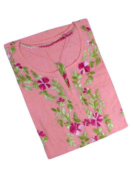 HANIA PREMIUM PEACH PINK COTTON SHORT KURTA