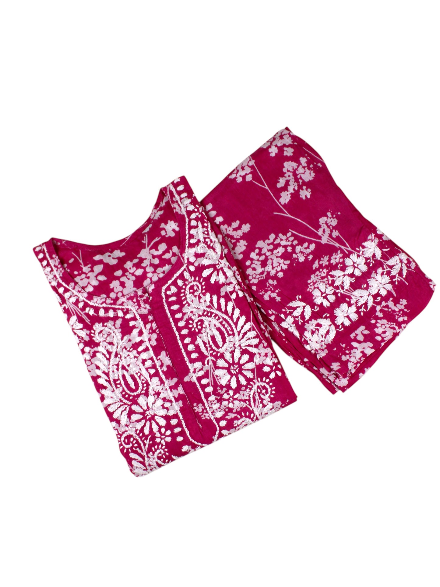 TUBA PINK MULMUL PRINTED KURTA WITH PANT