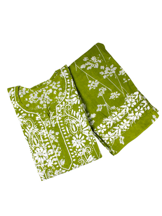 TUBA GREEN MULMUL PRINTED KURTA WITH PANT