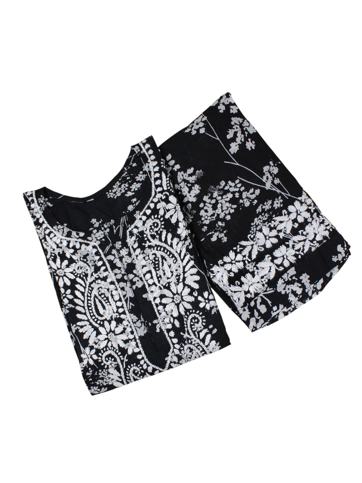 TUBA BLACK MULMUL PRINTED KURTA WITH PANT