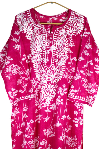 TUBA PINK MULMUL PRINTED KURTA WITH PANT