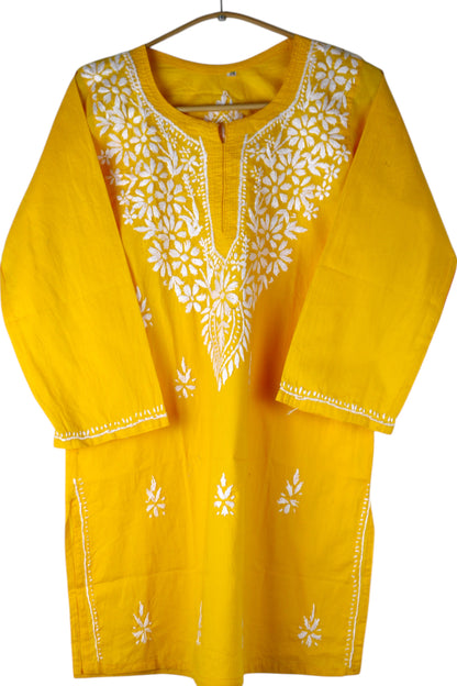 SUHANI YELLOW RED COTTON SHORT KURTA