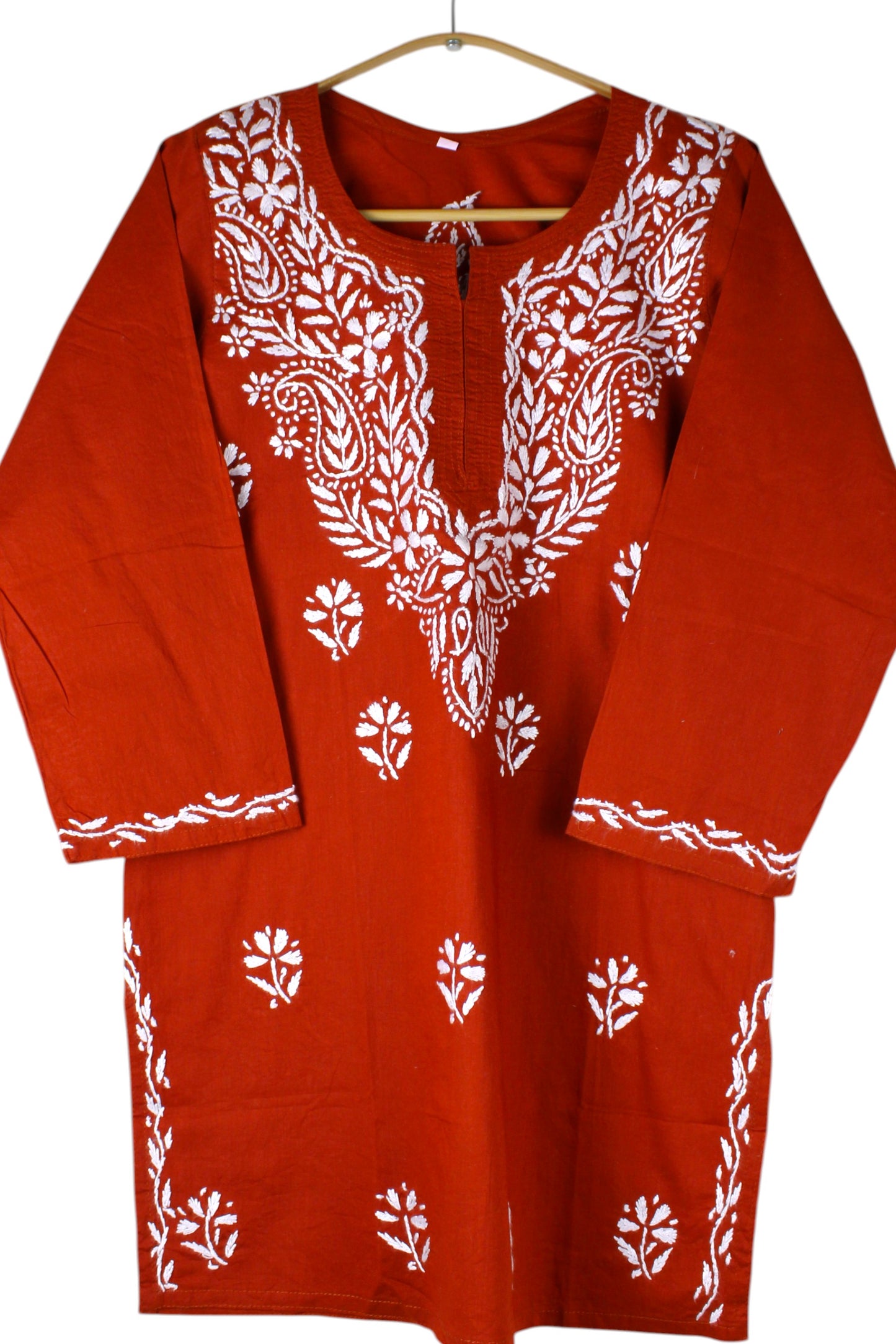 SUHANI RUST RED COTTON SHORT KURTA