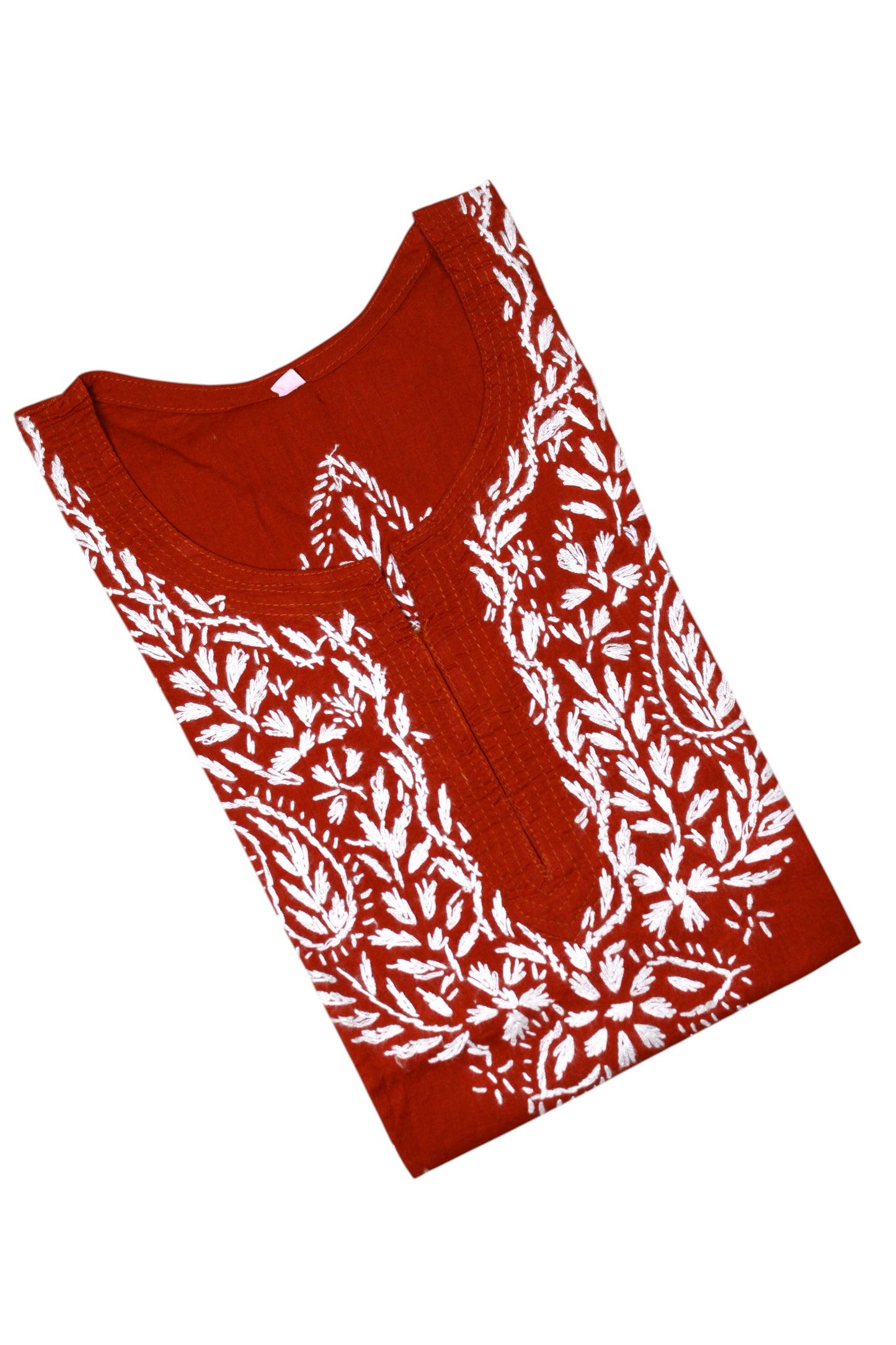 SUHANI RUST RED COTTON SHORT KURTA