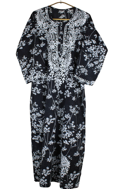 TUBA BLACK MULMUL PRINTED KURTA WITH PANT