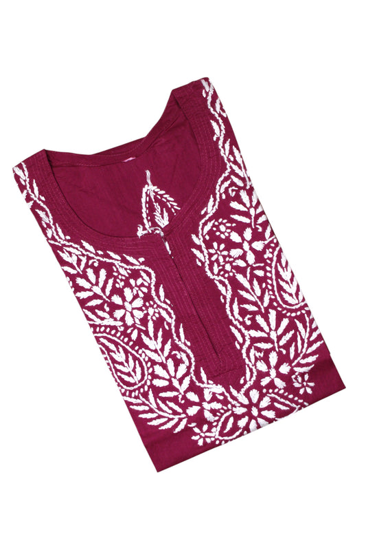 SUHANI WINE PINK RED COTTON SHORT KURTA