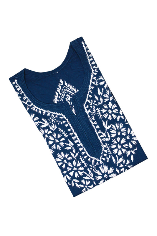 SUHANI TEAL BLUE COTTON SHORT KURTA