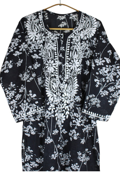 TUBA BLACK MULMUL PRINTED KURTA WITH PANT