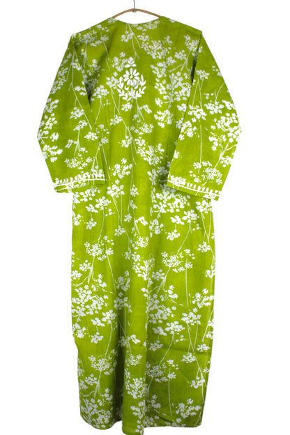 TUBA GREEN MULMUL PRINTED KURTA WITH PANT