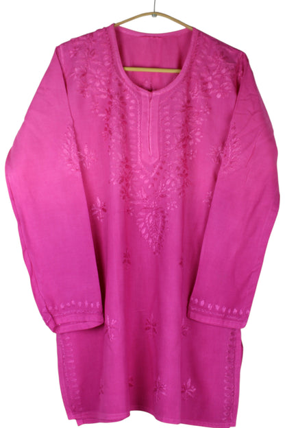 KIARA BRIGHT PINK RAYON OMBRE SHADE SHORT KURTA