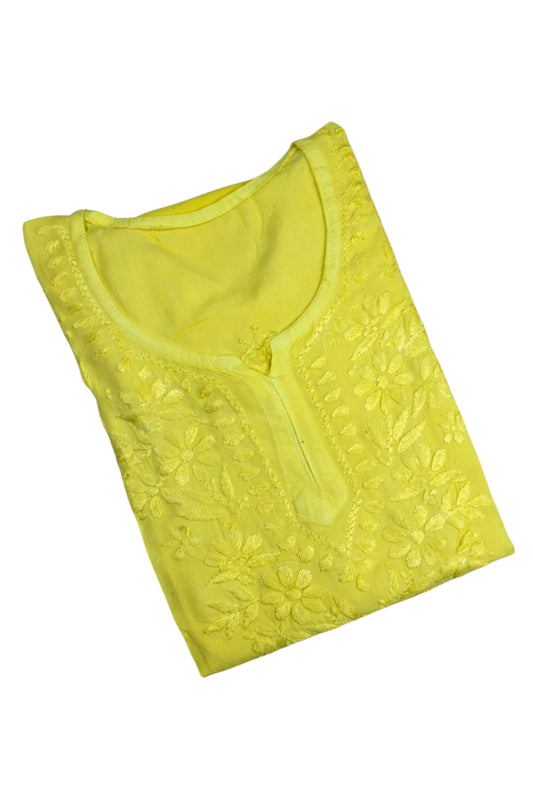 KIARA YELLOW RAYON OMBRE SHADE SHORT KURTA