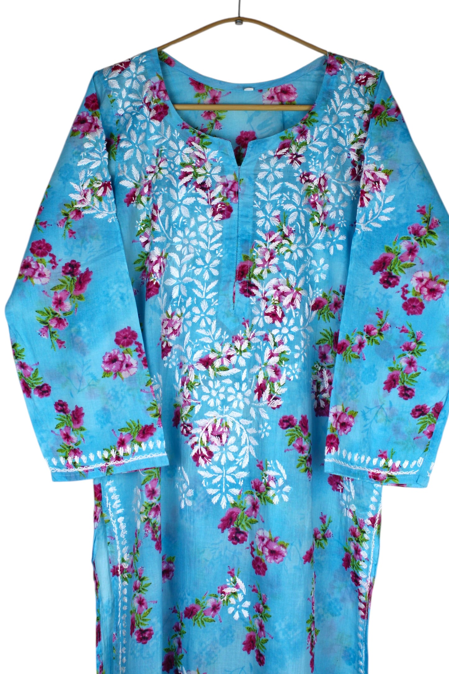 SANIA AQUA BLUE LONG MULMUL KURTA