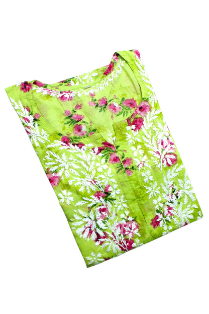 SANIA GREEN LONG MULMUL KURTA