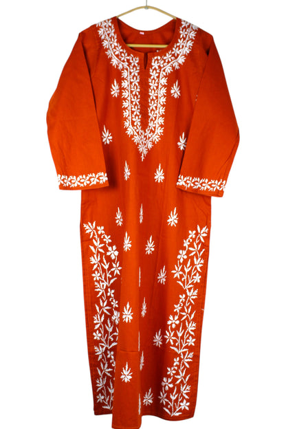 ZOYA RUST ORANGE COTTON LONG KURTA