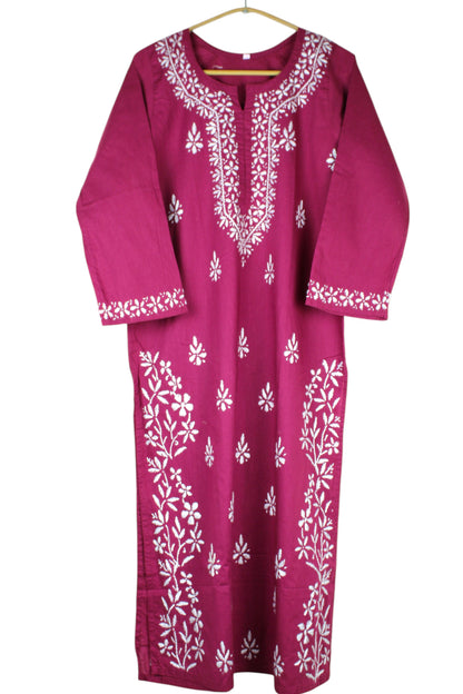ZOYA RANI PINK COTTON LONG KURTA