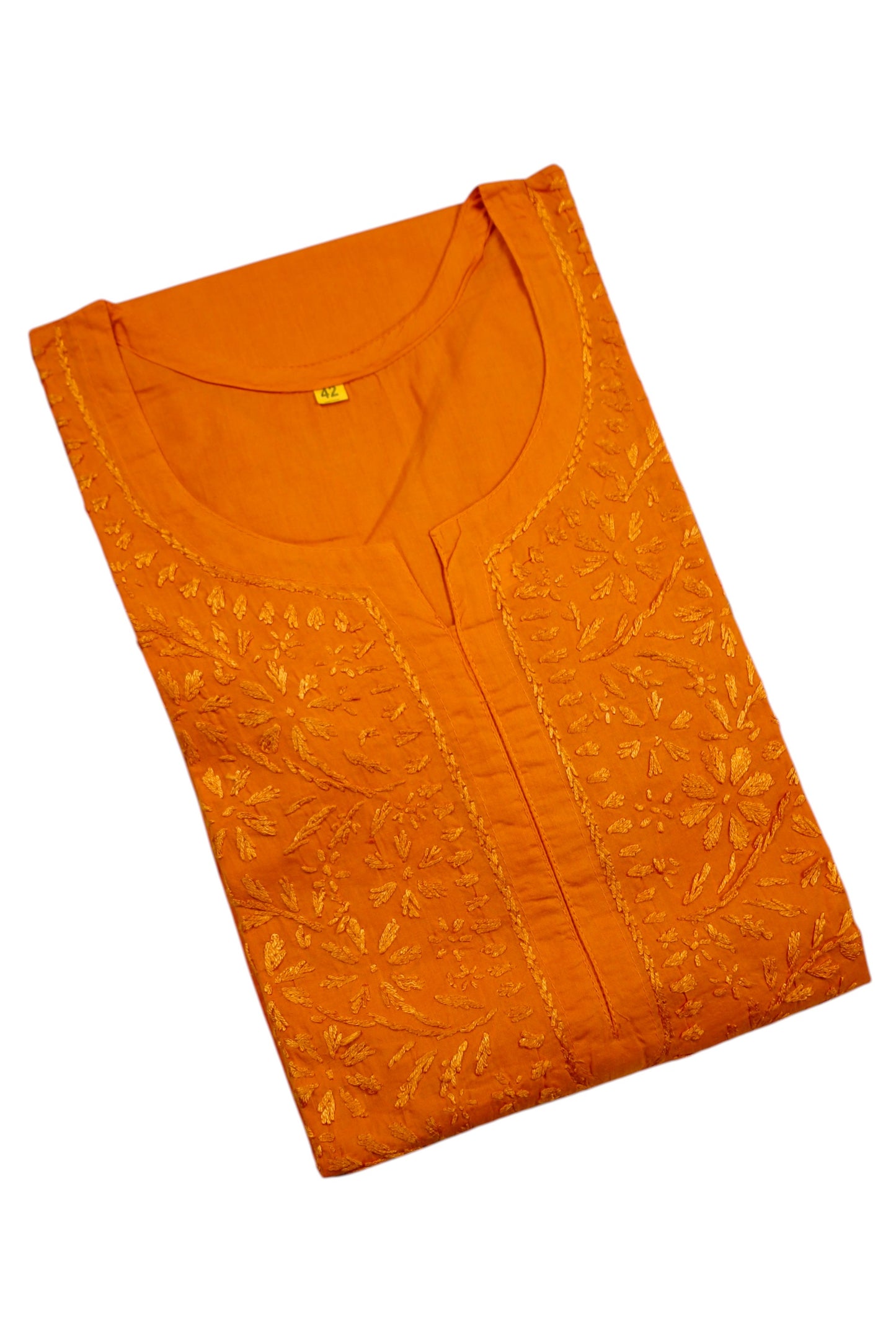 KIRAN SAFFRON ORANGE COTTON LONG KURTA