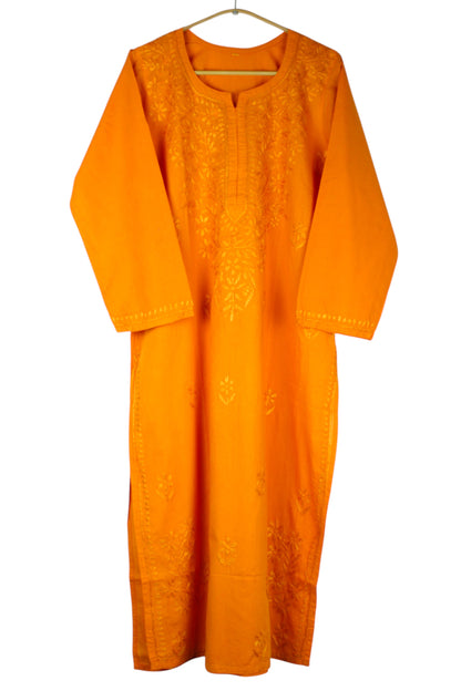KIRAN SAFFRON ORANGE COTTON LONG KURTA