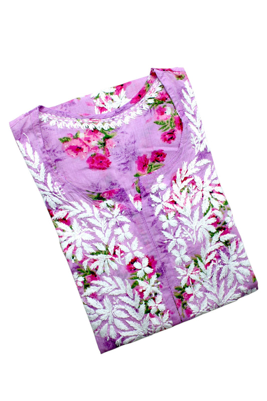 SANIA LAVENDER LONG MULMUL KURTA
