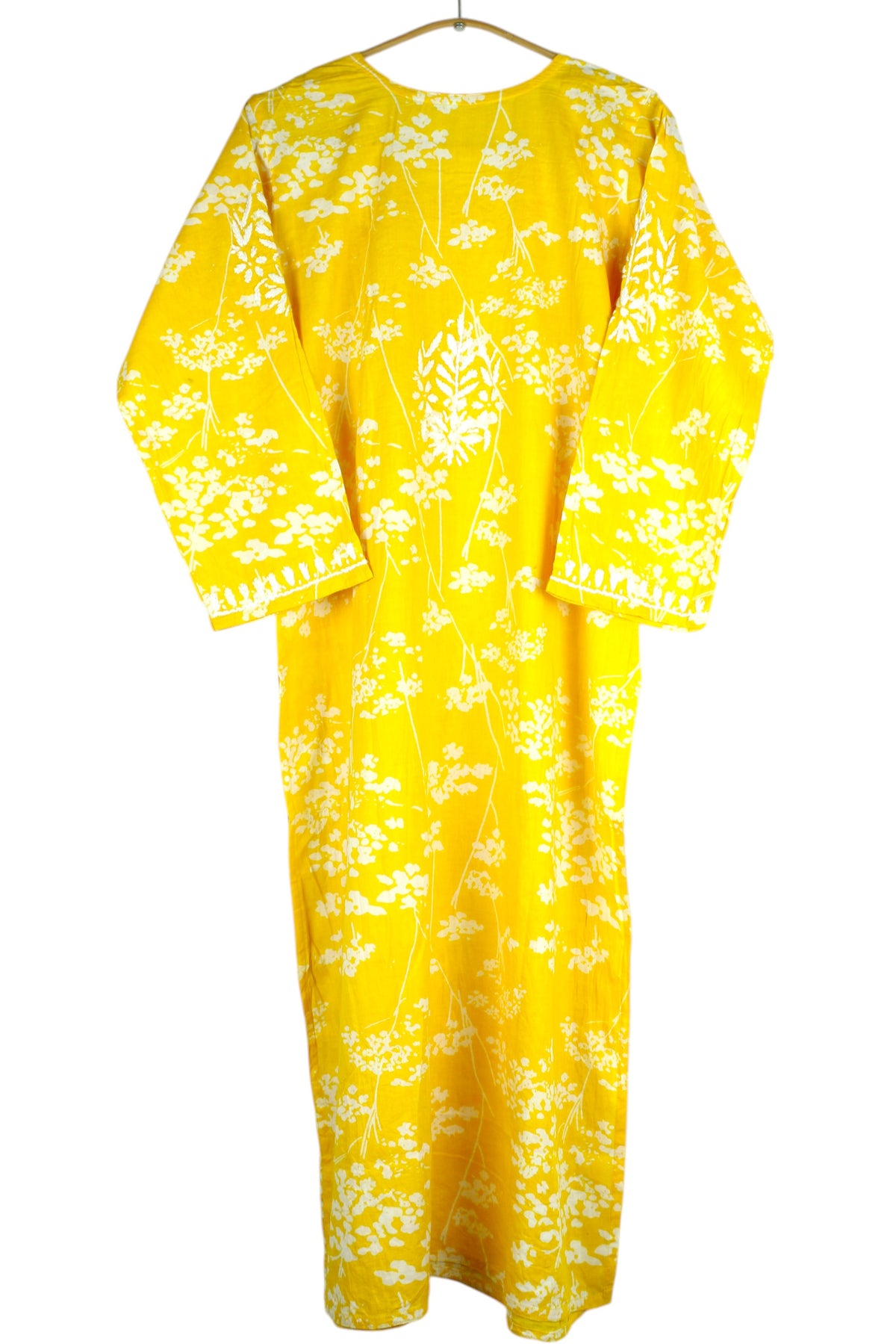 HUBA YELLOW MULMUL PRINTED LONG KURTA