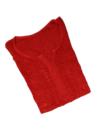 MEHER CRIMSON RED RAYON LONG KURTA