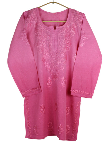 RUBINA RANI PINK DOBBY COTTON OMBRE SHORT KURTA
