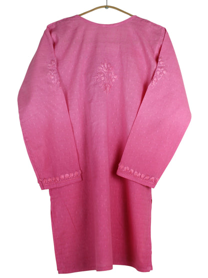 RUBINA RANI PINK DOBBY COTTON OMBRE SHORT KURTA