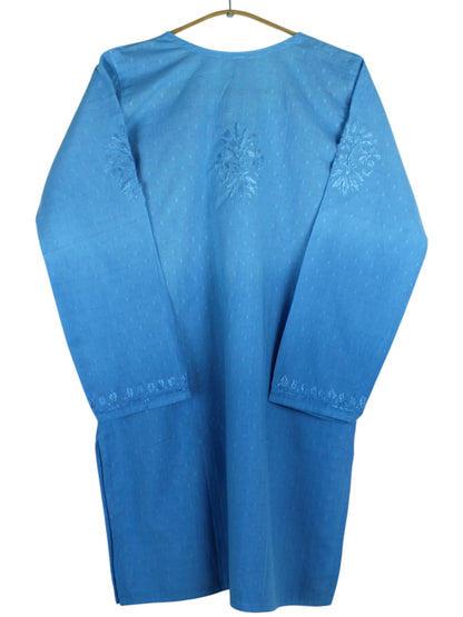 RUBINA BLUE DOBBY COTTON OMBRE SHORT KURTA