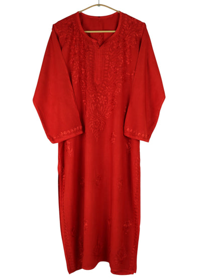 MEHER CRIMSON RED RAYON LONG KURTA