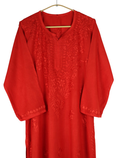 MEHER CRIMSON RED RAYON LONG KURTA