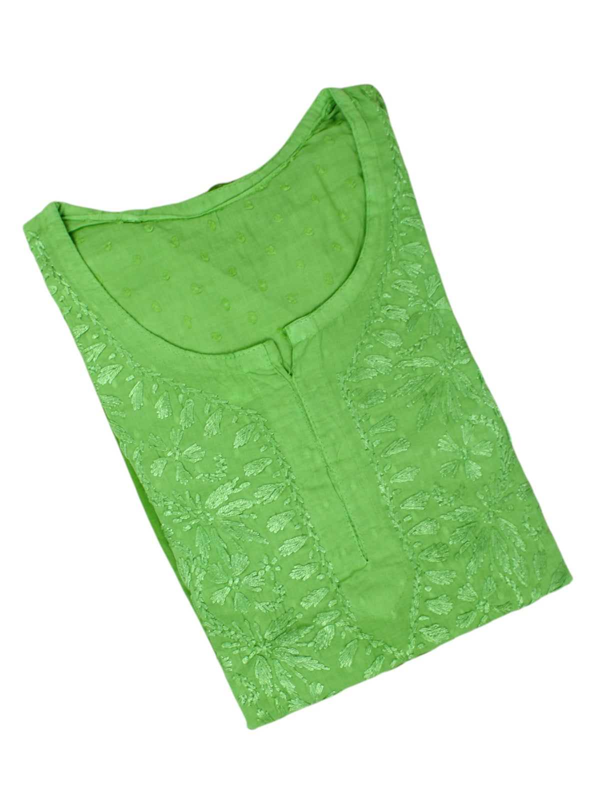 RUBINA PARROT GREEN DOBBY COTTON OMBRE SHORT KURTA