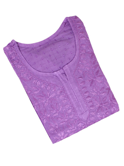 RUBINA PURPLE DOBBY COTTON OMBRE SHORT KURTA