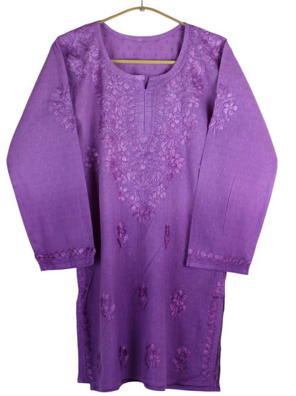 RUBINA PURPLE DOBBY COTTON OMBRE SHORT KURTA