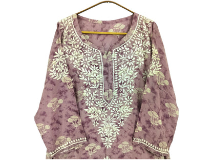 DUSTY MAUVE MODAL PRINTED LONG KURTA